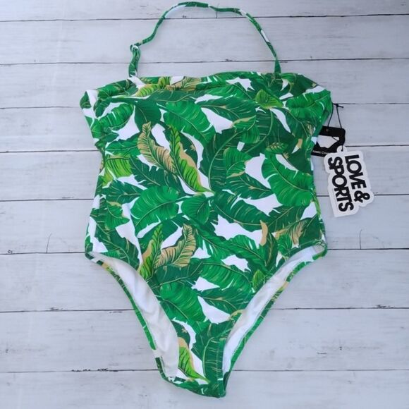 Women's Tropical Print One Piece Bathing Suit Swimsuit Size XS - Picture 4 of 11